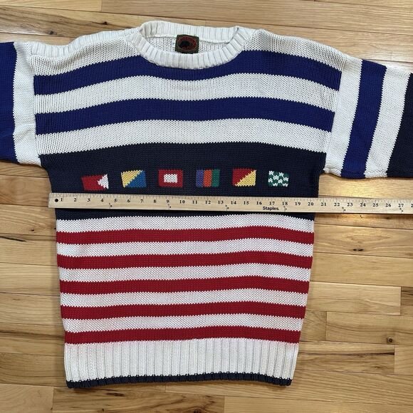 Vintage 90’s Boston Traders Sweater Mens L Coastal Navigation Flag Pattern - Picture 3 of 5